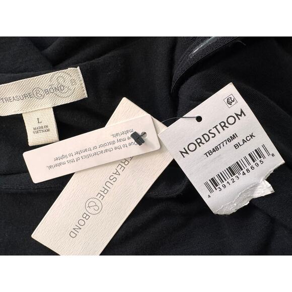 Treasure & Bond NORDSTROM Women's Black Long Sleeve Square Neck Top Size L - Picture 4 of 4